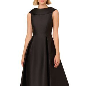 Adrianna Papell Women's Roll Neck Mikado Fit & Flare Dress Black Size 4